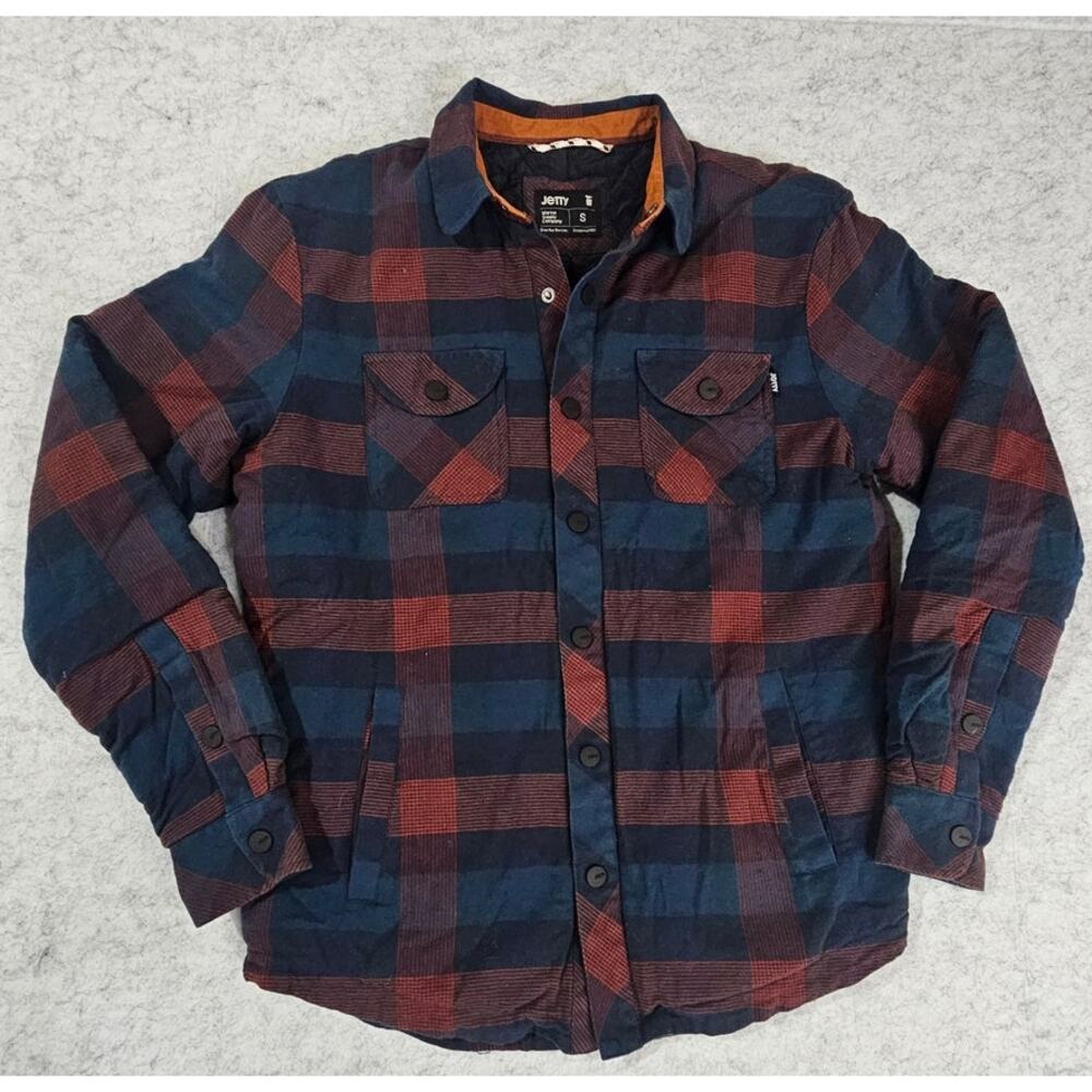 Jetty Quilted Flannel Jacket Draw your Own Line, Blue Red, Button Up, Mens Sz S